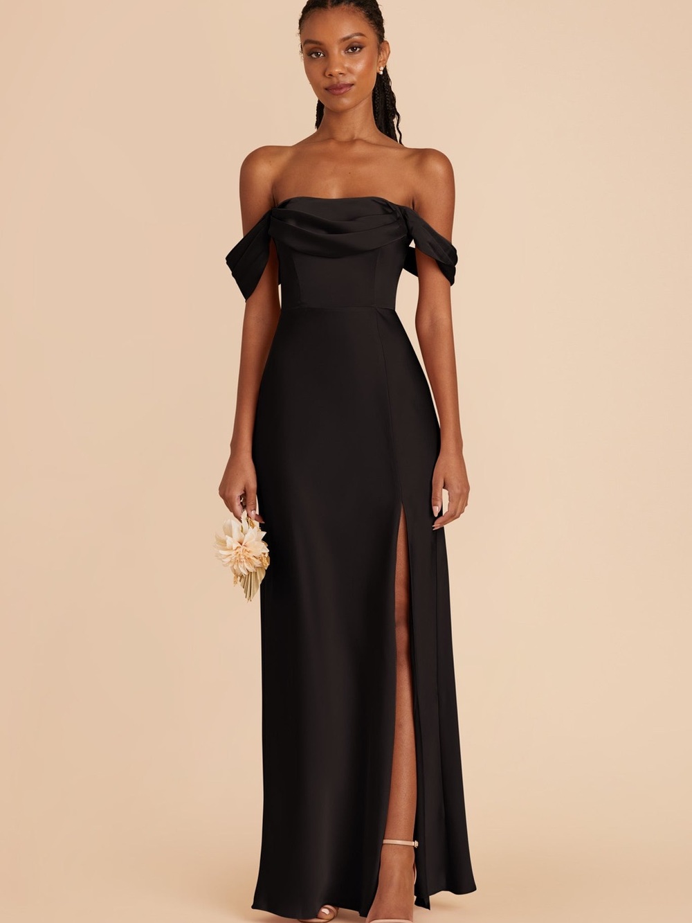 NWT small BirdyGrey Mia Black Satin Bridesmaid with Wide Straps + spagh. strap